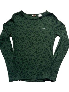 Levi's Dark Green Long-Sleeve Floral Print Tee